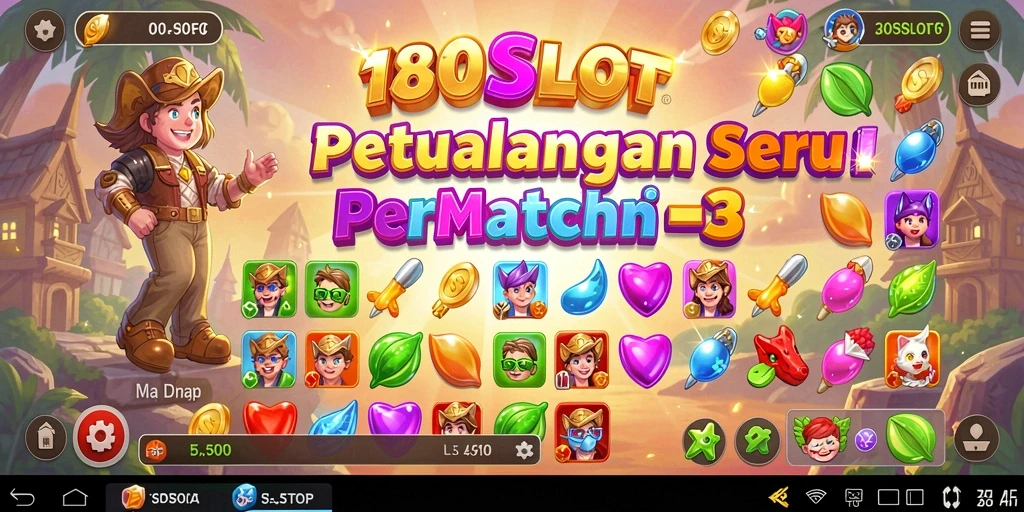 Tangkapan layar utama dari gameplay Match-3 yang seru di 180SLOT.