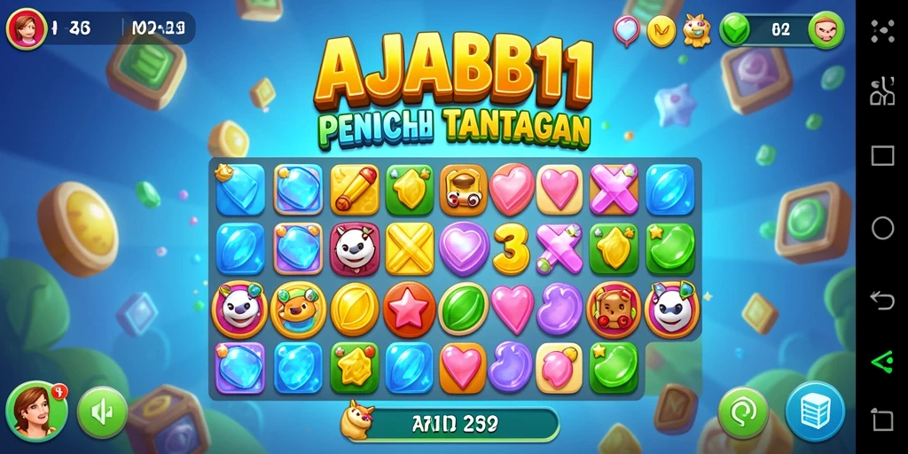 Screenshot gameplay menampilkan aksi mencocokkan tiga item di AJAIB11.