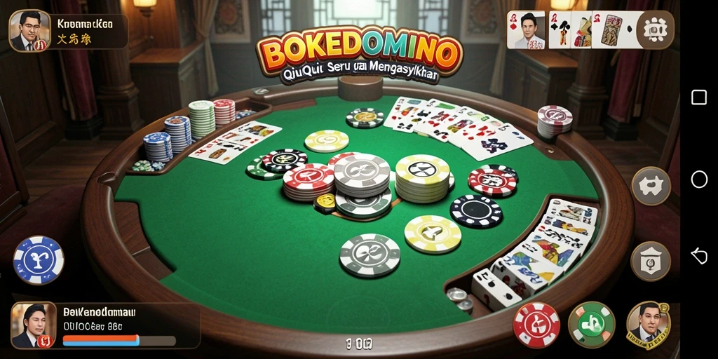 Tampilan gameplay seru BOKEDOMINO saat bermain QiuQiu.