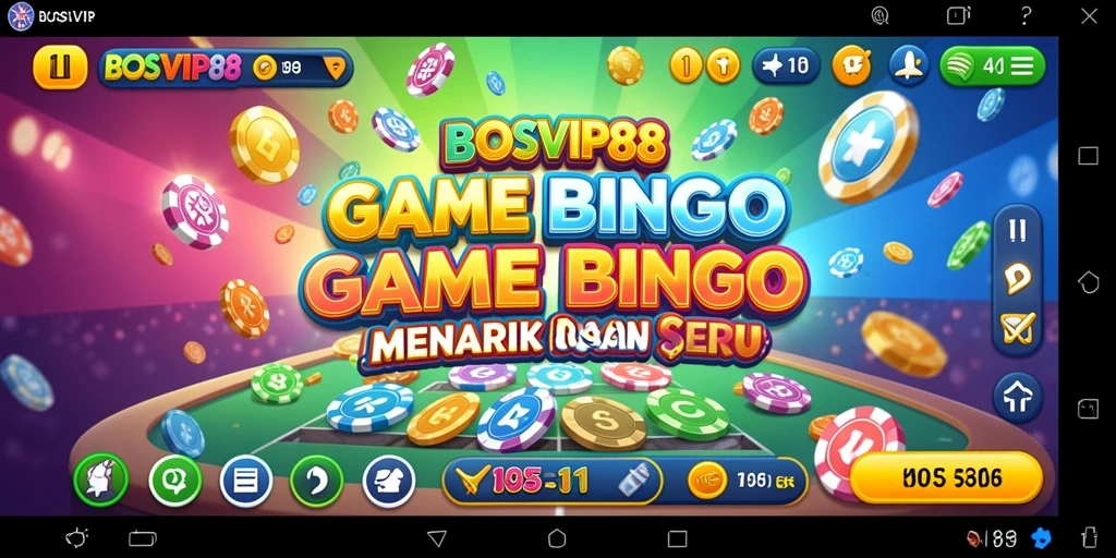 Tampilan gameplay seru di BOSVIP88 dengan suasana Bingo yang menyenangkan.
