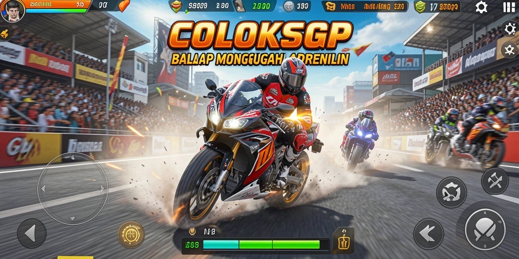 Tampilan gameplay balap motor yang mendebarkan dan penuh aksi.