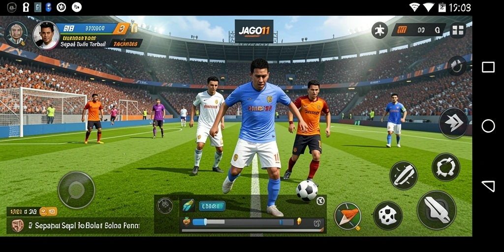 Gameplay menegangkan dengan aksi sepak bola seru di JAGO11.
