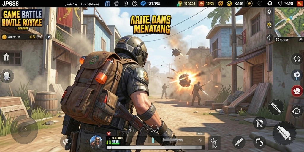 Tangkapan layar utama JPS88 yang menunjukkan aksi seru Battle Royale.