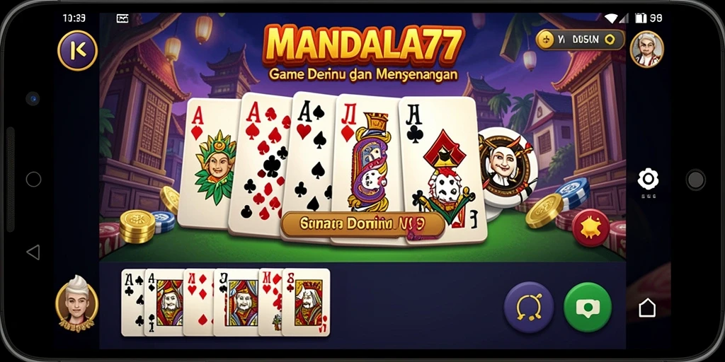 Screenshot gameplay Domino di MANDALA77 yang menarik.