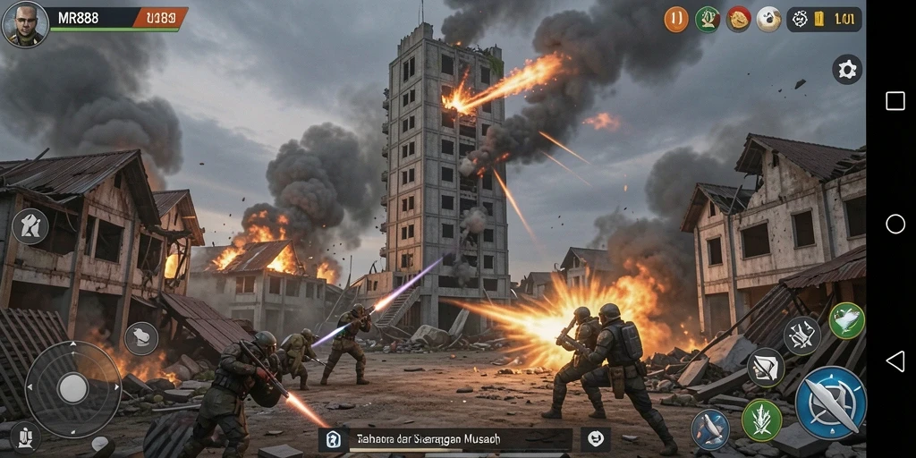Gameplay seru Tower Defense dengan strategi menempatkan menara.