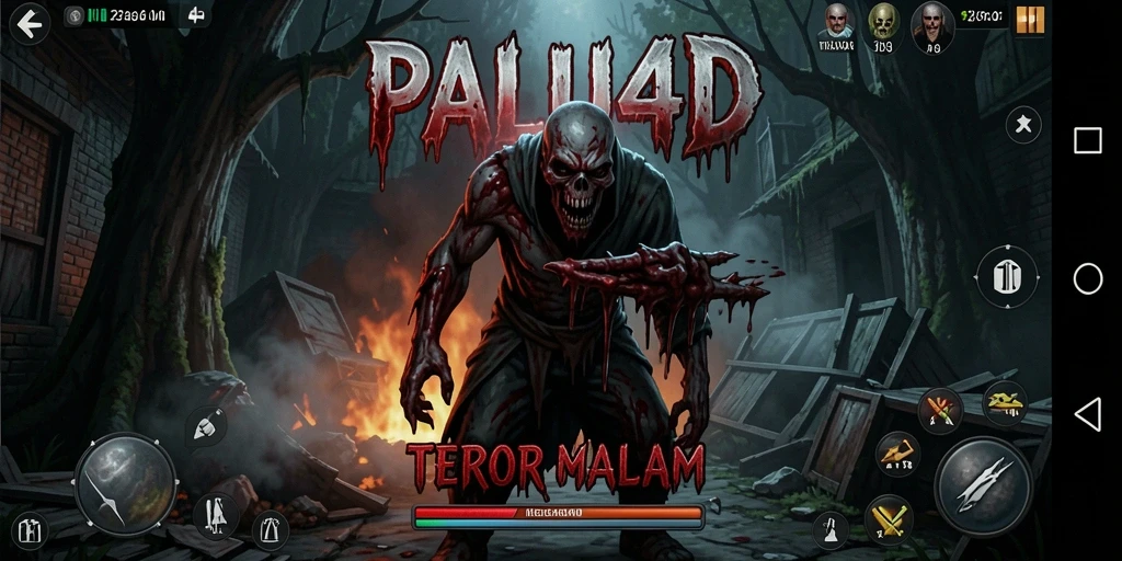 Screenshot gameplay PALU4D menunjukkan suasana menyeramkan dan menegangkan.
