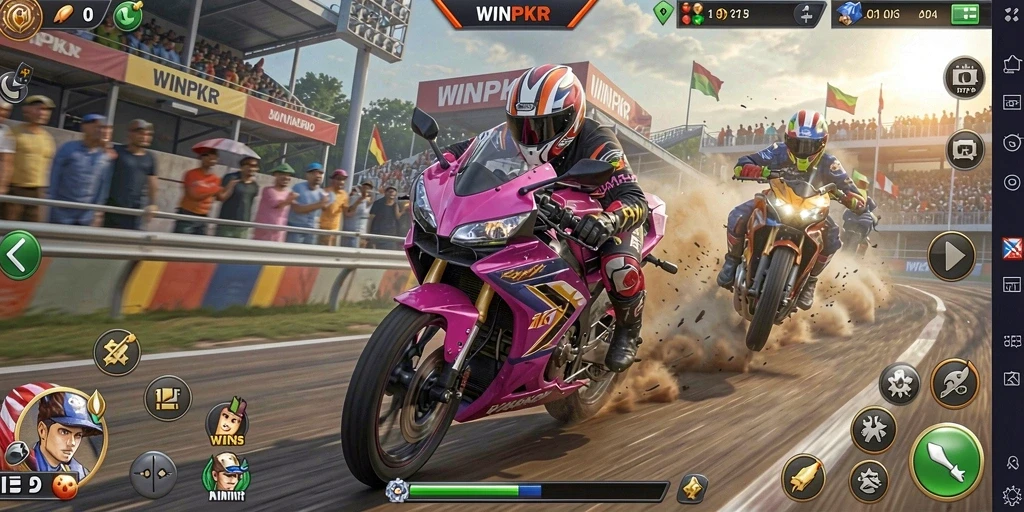 Tampilan seru saat balapan motor di WINPKR dengan grafis menakjubkan.